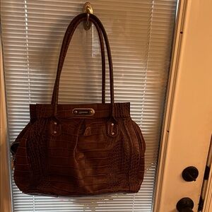 B. Makowsky Rich Brown Crocodile Embossed Shoulder Bag